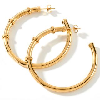 151 792 stately steel goldtone c hoop earrings with brushed sections