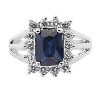 Emerald Cut Royal Blue Sapphire Topaz Ring Jewellery 7 O 1027BLU7