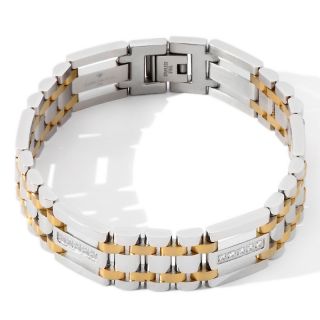 159 610 men s 2 tone stainless steel cz accented link bracelet rating