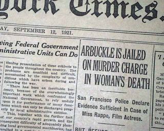 Roscoe Fatty Arbuckle Murder Charge Arrested Virginia Rappe 1921 Old