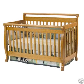 EMI Honey Oak 4 in 1 Baby Crib Toddler Bed Pine Wood