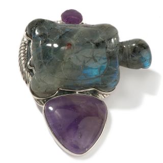 Statements by Amy Kahn Russell Labradorite and Amethyst Turtle Pin