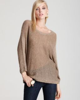 Joie New Emilie Taupe Linen Ribbed Dolman Sleeve Boatneck Pullover