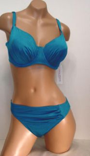 Fantasie Ruched Balcony Underwire Top 34D Hi Cut Brief SM BLUE Lined