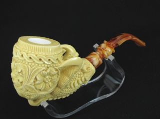Reverse Dragon Claw Floral Egg Meerschaum Pipe by Emin
