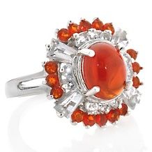86ct Mexican Fire Opal and White Topaz Sterling Silver Earrings