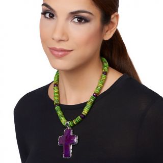 Jay King Purple Turquoise Cross Pendant and Necklace