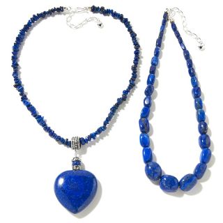 Jay King 3 piece Lapis Sterling Silver Heart Pendant and Necklace Set