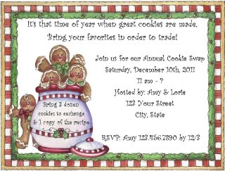  Christmas Cookie Swap Exchange Invitations w Envelopes