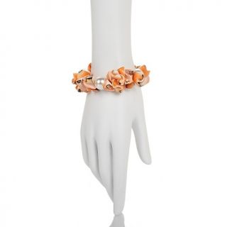 Sally C Treasures Orange and White Shell Bead Stretch Bracelet