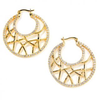 173 926 justine simmons jewelry 5 92ct cz pave hoop earrings rating 3