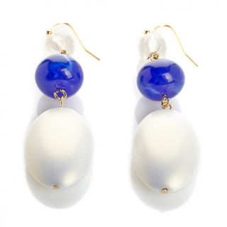 186 464 rara avis by iris apfel blue and white beaded drop earrings