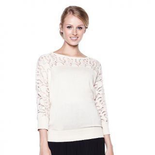 191 801 dknyc dknyc soft knit sweater with lace yoke note customer