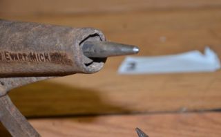  solid maple handle 44 long, head marked Evart tool Co, Ltd., Evart