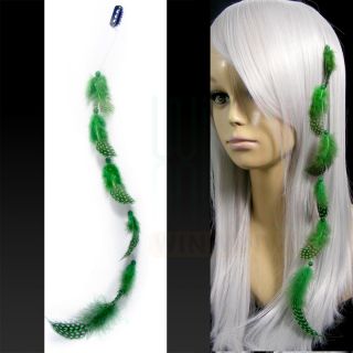 bidding on feather hair extensions clip on quantity 1 pc color green