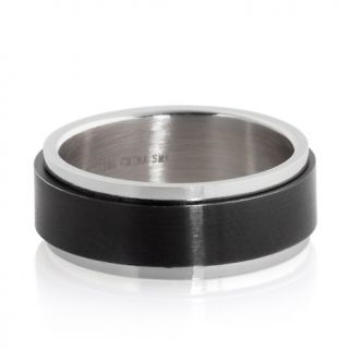 210 655 men s stainless steel and black ip high polish spinner ring