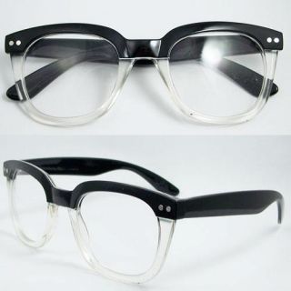 Eyeglass Eyewear Large Lens Vintage Black and White Frame Spectacle