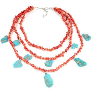 169 221 mine finds by jay king 3 strand coral and turquoise nugget