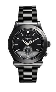 Ferragamo 1898 Mens Black IP Steel Dual Time Date Wrist Watch