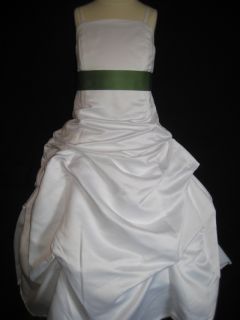 Clover Satin Pick Up Flower Girl Jr Bridesmaid Dress 2T 3T 4T 5 6 7 8