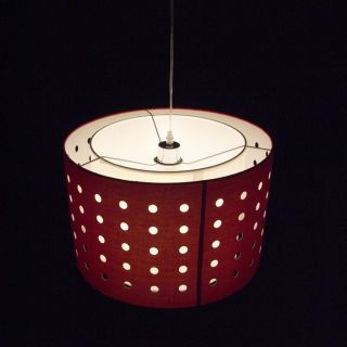 Light Drum Fabric Shade Pendant Lighting w Holes Ceiling Chandelier