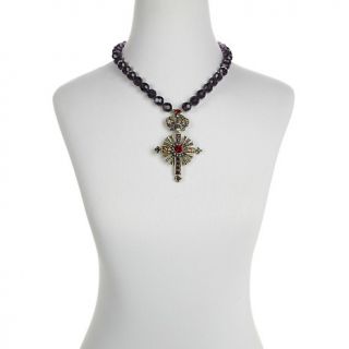 Heidi Daus Imperial Cross Crystal Beaded 18 1/2 Drop Necklace
