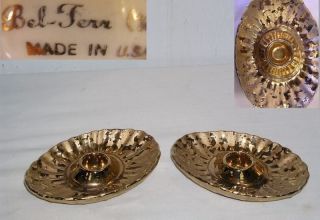 Vintage Gold Bel Ferr China Candle Holders Elegant