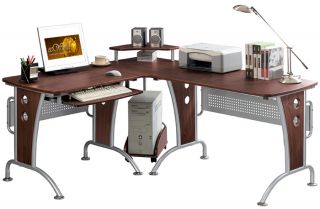 Ergonomic Corner Computer Desk VIP Suite Mahogany $650