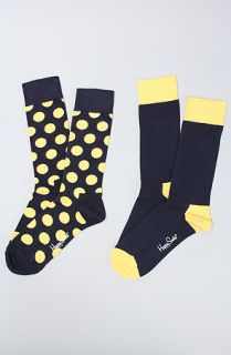 Happy Socks The Two Pack Socks in Navy Yellow