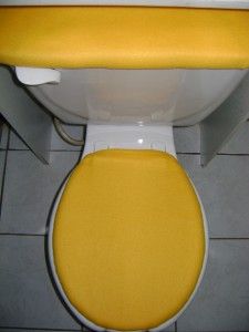 solid yellow fleece fabric toilet seat cover set