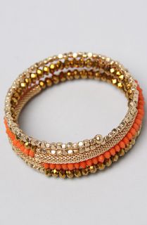 Accessories Boutique The Gold Wrap Bracelet with Coral Stones