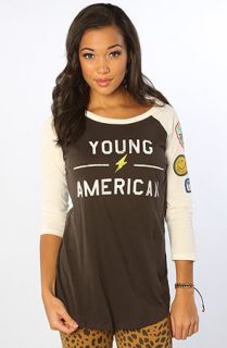 Junkfood Clothing The Young American Patches Baseball Raglan in