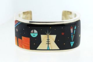 Gorgeous Ervin Tsosie Navajo Ethnic Inlay Bracelet