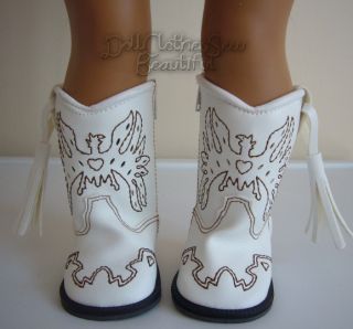 18 Inch DOLL CLOTHES White Cowboy Boots FANCY! YEEHAW!