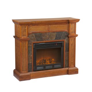 Wood and Slate Mission Oak Electric Fireplace