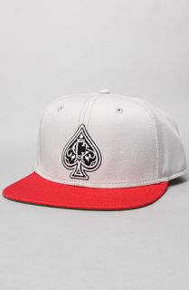 Crooks and Castles The Spades Snapback Cap in Light Grey Scarlet