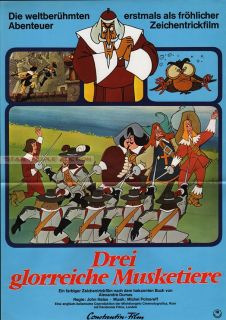 Cartoon Movie 1974 The Three Musketeers RARE German Orig Poster