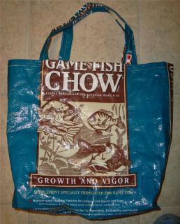 RECYCLED GAME FISH FEED BAG INTO NEW REUSABLE MARKET TOTE SHOPPING BAG