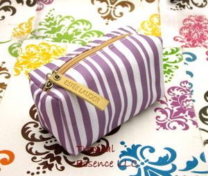 Estee Lauder Cosmetic Makeup Travel Bag Purple White