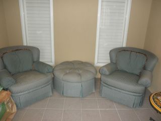 Clyde Pearson Fine Furniture pair of chairs and ottoman 3pc set