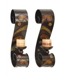 Tuscan Indoor Outdoor Candle Wall Sconce Pair 19H 4