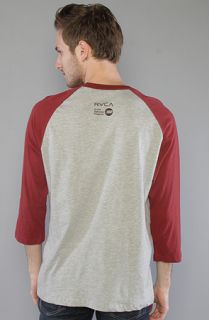 RVCA The Wandering Eye 34 Sleeve Shirt in Red Grease and Athletic