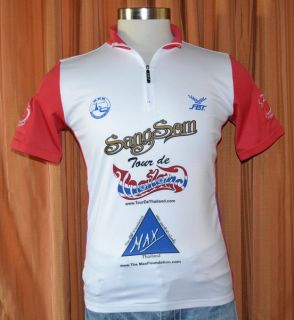 FBT Sang SOM Tour Thailand Short Sleeve White Blue Red Cycling Jersey