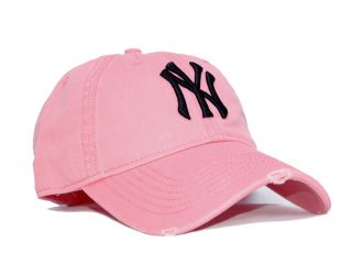 New Era NY Yankees Distressed Baseball Cap Hat Pink Color