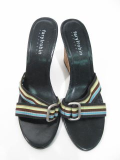 New Farylrobin Black Brown Blue Wedge Open Toe Sandals