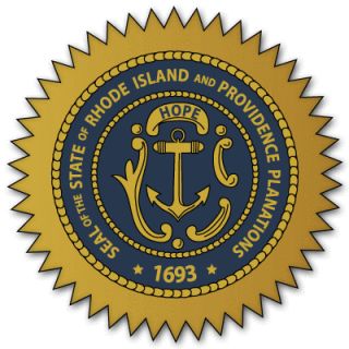 Rhode Island State Seal Flag Bumper Sticker 4 x 4