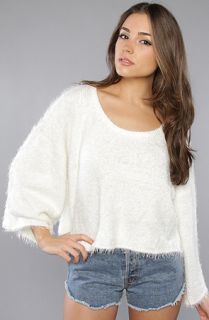 MINKPINK The Marabou Cropped Sweater Concrete