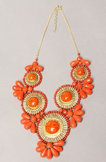 Accessories Boutique The The Medallion Bib Necklace in Coral