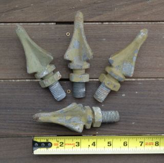  Four Spear Shaped Antique Cast Iron Fence Gate Toppers Finials