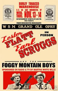 1960s Lester Flatt Earl Scruggs Winchester KY Poster